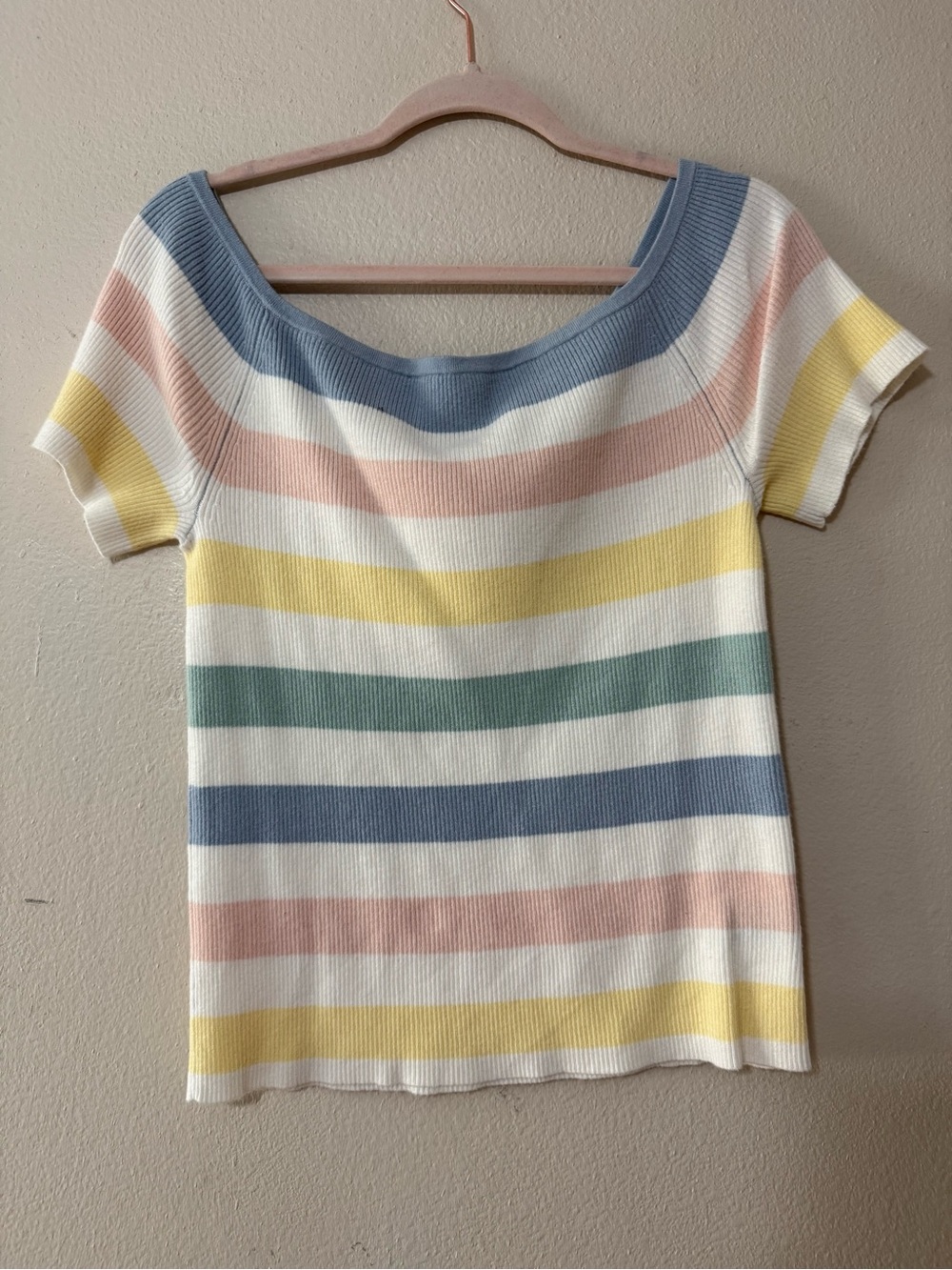 torrid Pastel Striped Scoop Neck Short Sleeve Top